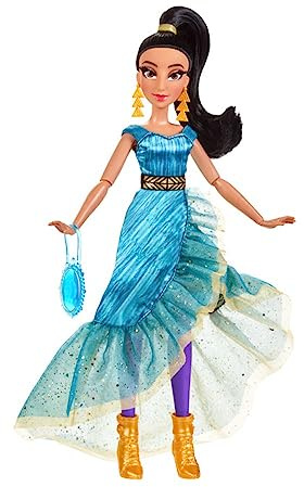 Disney Prinzessin Style Serie, Jasmin Modepuppe, modernes Abendkleid, Ohrringe, Handtasche und Schuhe, Spielzeug für Mädchen ab 6 Jahren