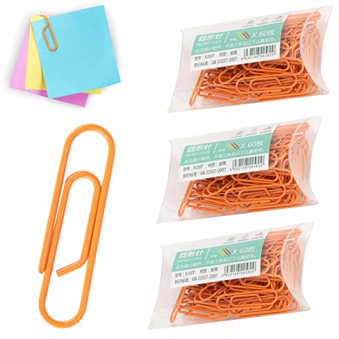 HERCHR 180 Stück Metall Büroklammern Briefklammern Büroklammer, 29mm Orange Büroklammern Für Büro Schule Und Persönlichen Gebrauch Büromaterial Zum Sortieren Und Befestigen Von Dokumenten