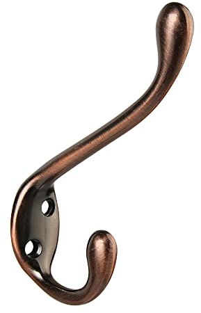 HASWARE 6 ganchos para abrigos de doble punta, ganchos antiguos para montar en la pared, perchas vintage resistentes con 12 tornillos para abrigos,sombreros, ropa, toallas (cobre envejecido satinado)