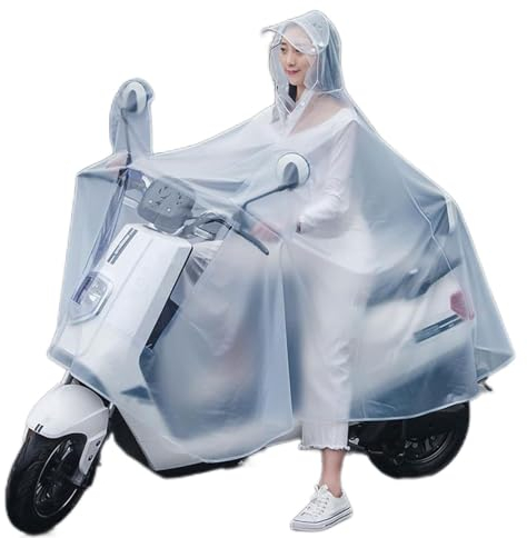 Chubasquero for bicicleta eléctrica, poncho de lluvia con capucha, chaqueta de PVC transparente reutilizable, capas for adultos, ciclismo, moto, bicicleta, scooter móvil, cubierta con pantalla de lámp