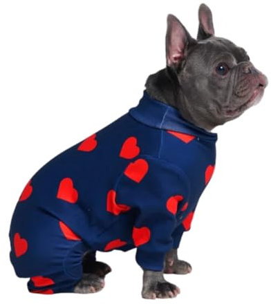 Spark Paws Hundepyjama, ultraweich und 4-Wege-Stretch, Erholungsanzug nach Operation, Schlafanzug Onesie für Kleine, Mittlere und Große Hunde - Hearts - XL
