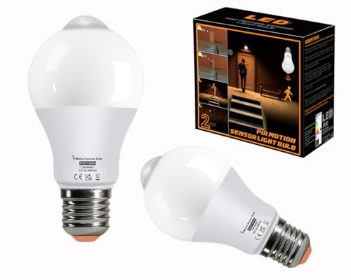 KOOYWAN 12W 6000K led glühbirne mit PIR-Bewegungsmelder E27 warmweiß 2 stk