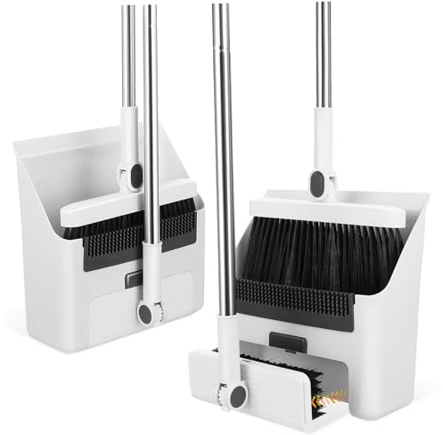 Garneck Scopa e Palettina Pieghevole Set per Pulizia di Casa e Esterno con Scopa e Palettina Robusta Resistente all Usura per Angoli e Fessure Difficili da Raggiungere