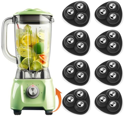 8Pcs Self Adhesive Mini Caster Wheels, Small Appliance Wheels-360 Degree Smooth Swivel, Mini Sticky Appliance Sliders for Kitchen Appliances, Coffee Maker, Countertop, Storage Box (Black)