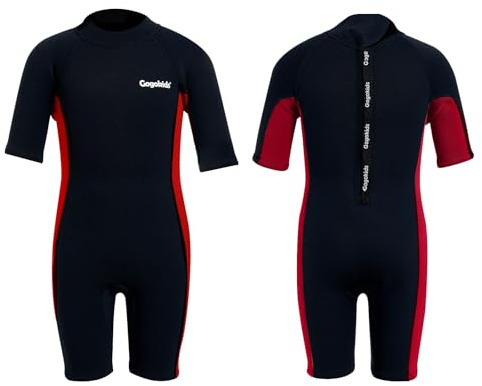 Gogokids Muta corta per bambini, 2,5 mm, in neoprene, a maniche corte, per bambini e bambine, per nuoto, surf, spiaggia, piscina, età 2-10 anni
