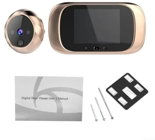 Shophubio Visor digital de puerta con pantalla LCD de 2.8 pulgadas y cámara de mirilla gran angular de 90 grados para seguridad del hogar, funciona con pilas para visor de puerta con (dorado)