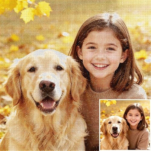 Rainsar Diamond Painting Personalizado con Foto, Kit de Pintura de Diamantes a Medida para Adultos, Manualidad DIY con Cuentas Cuadradas o Redondas, 30x40cm