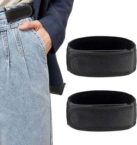 AIWXEEU 2 Piezas Cinturón Elástico Sin Hebilla para Mujer y Hombre, Correa Invisible de Nylon Negro para Vaqueros, Ajustable con Velcro para Pantalones, Uso Diario en Casa y Viaje
