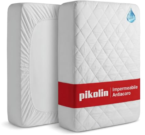 PIKOLIN Coprimaterasso Matrimoniale Impermeabile 135 x 190/200 cm 32 cm di Altezza Traspirante Silktouch e Certificato Oeko-Tex - Protettore di Materasso Imbottito, Anallergico e Lavabile