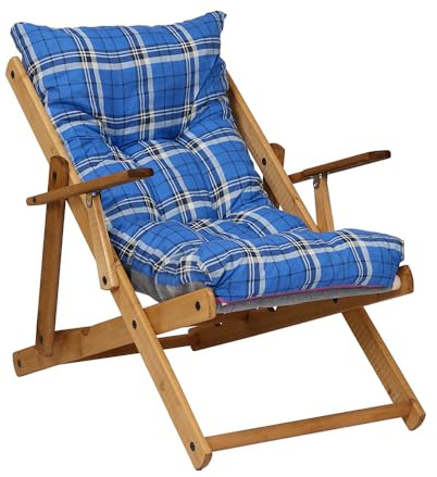 Liberoshopping Poltrona Pieghevole sdraio in legno Abete 3 Posizioni Cuscino tessuto Imbottito per soggiorno giardino made in italy - RELAX (Turchese)