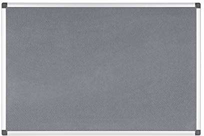 Bi-Office Tableau d'Affichage en Feutre Gris Maya, Cadre en Aluminium, 105 x 75 cm