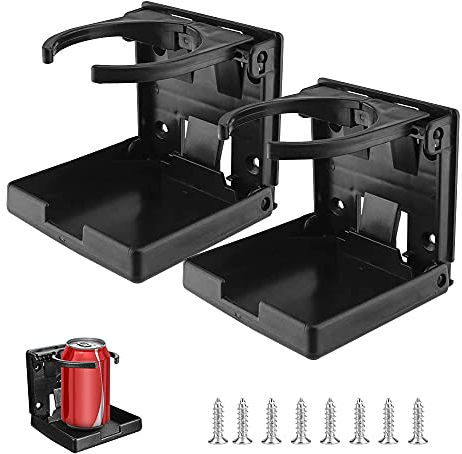 ZHIQIN 2 Stück Auto Getränkehalter klappbar Auto Flaschenhalter Universeller Kaffeebecherhalter Folding Drink Holders Becherhalter für Boot KFZ aus Kunststoff,Schwarz