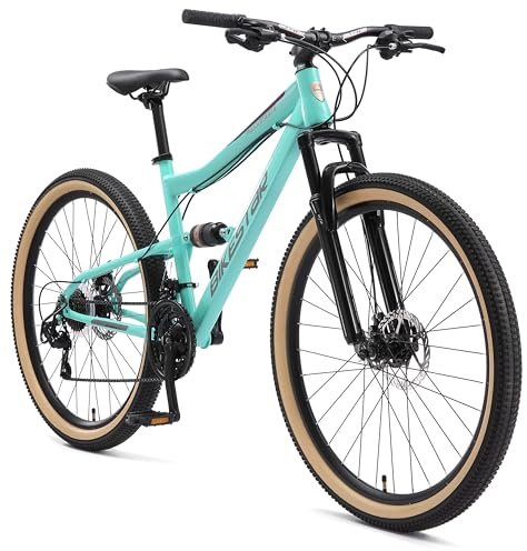 BIKESTAR Fully Mountainbike Shimano 21 Gang Schaltung, Scheibenbremse 27.5 Zoll Reifen | 17 Zoll Rahmen MTB Vollgefedert | Mint