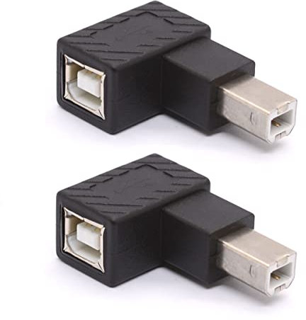 Tomost Adattatore USB B 2.0, adattatore USB 2.0 tipo B, adattatore per stampante USB 2.0 tipo B ad angolo di 90 gradi, adattatore per stampanti, scanner, fax, disco rigido mobile (destro 2 pezzi)