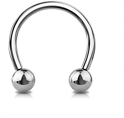 Jewel Barrel Horseshoe Piercing Barbell Circular Bar Septum Nose Ear Ring Hoop Surgical Steel Helix Tragus Jewellery 16G 6mm 8mm 10mm (Silver, 10)