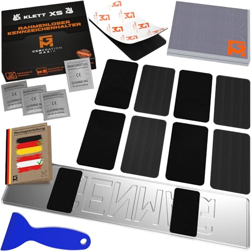 GENMAG® Klett Kennzeichenhalter Rahmenlos [Extra-Stark & Universal] Auto & Motorrad Kennzeichenhalter Klett für alle Kennzeichen | Wetterfeste rahmenlose Kennzeichenhalter Österreich & Deutschland