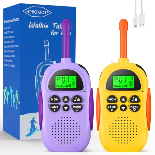 HPROMOT Spielzeug ab 3-12 Jahre Jungen Walkie Talkie Kinder Aufladbar, 16-Kanal Kinder Spielzeug für 3-12 Jahre Kinder,Abenteuer, Camping,Wandern,Christmas Birthday Gifts
