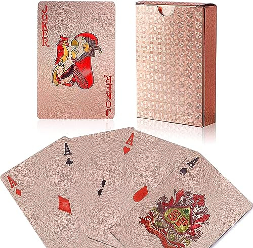 Mr. Gadget's Solutions Rose Gold Pound Playing Cards Poker Game Deck Wooden Gift Box 99.9% Certificate