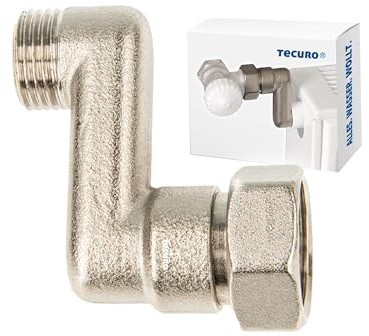 tecuro Raccordo a S per radiatore con compensazione di altezza 40 mm con Eurokonus, DN 15 (1/2) AG x DN 20 (3/4) dado di accoppiamento ottone nichelato, AGS-40