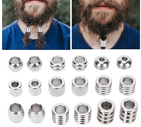 18 Stück Wikinger-Haarperlen aus Edelstahl, Hohe Härte, Perfekte Größe, Einfaches Design, Breite Anwendung, Dreadperlen
