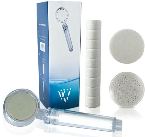 LUVVO Filtro de Ducha – Cabezal con Filtro KDF – Elimina Cloro, Metales Pesados, Purificador de Agua para Ducha, Alta Capacidad de Filtración, Fácil Instalación – Sin BPA, Alcachofa de ducha