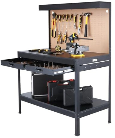 Simpli-Magic 48-Inch Workbench with Power Outlets and Light, Large Capacity 500LBS Evenly Distributed