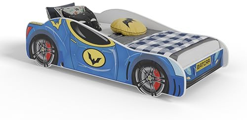 KOBI Lettino per bambini Spider Bat Car | Multicolor | Tema del supereroe Spiderman Batman | Letto per bambini ragazzo ragazza | con struttura del letto (BATCAR, 160x80)