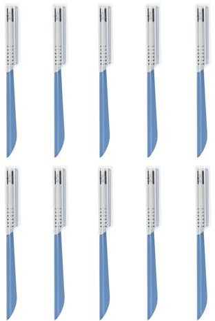 10 PCS Beard Mustache Straight Edge Razor, Dermaplaning Tool for Face Eyebrow Razor Straight Edge Trimmer Facial Hair Fuzz Remover Shaping Tool with Stainless Steel Blade for Women Men Grooming