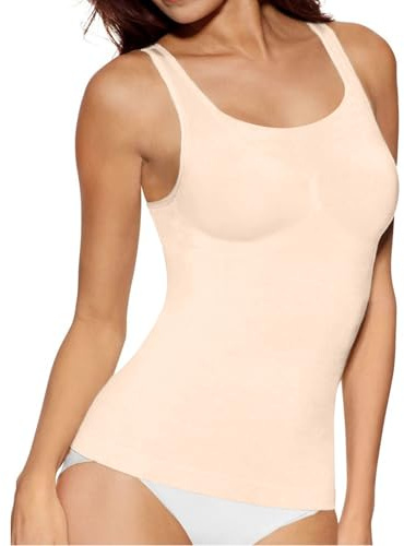 Débardeur de compression pour femme - Gilet de compression amincissant - Haut gainant sans couture - Contrôle du ventre et de la taille, nude, XL