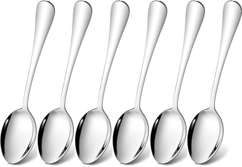 Tiokin Lot de 6 cuillères à soupe en acier inoxydable de 20,5 cm - Cuillères à dessert - Passe au lave-vaisselle