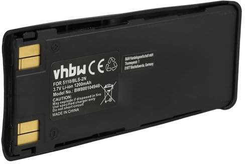 vhbw batteri kompatibel med Nokia 6185 | 6160, 6180, 6138, 6150, 6110, 6120, 6310i, 7110, 6210, 6310 mobiltelefon smartphone telefon (1150 mAh, 3,7 V, Li-Ion)