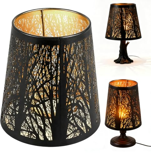 Paralume per lampada da tavolo, paralume in metallo E27 con ombra d'albero, paralume vintage in ferro arte cavo design per lampade da terra, lampada a sospensione, decorazione camera da letto, 14 x 15