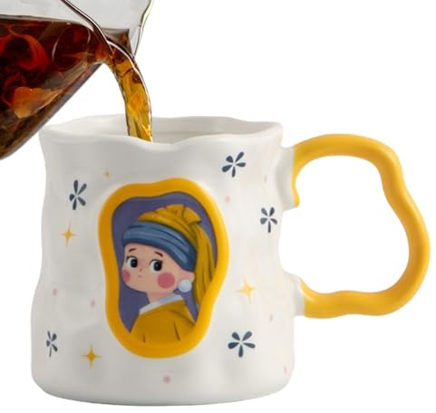 Keramisk Kaffemugg,380ml Keramik Komfortabelt Handtag Dryckesvaror,Söta Muggar Estetiska Kaffekoppar - För Te Mjölk Vatten Juice Drycker Kontor Skola Studentkorridor Lägenhet Födelsedag
