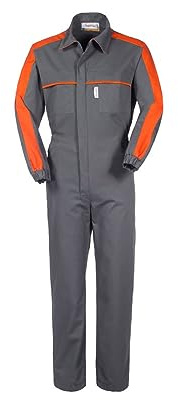 take time/lancelot Tuta da Lavoro con Colletto Grigia Arancio Gabardine Officina A42807 (XL)