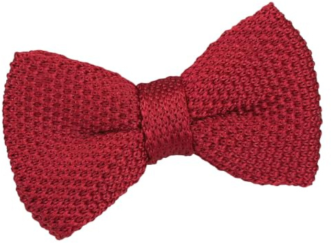 DQT Boys Plain Knitted Pre-Tied Bow Tie – Wedding Pageboy Formal Bowtie - Burgundy