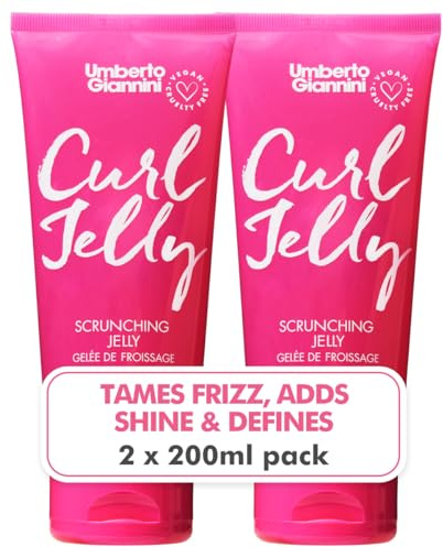 Umberto Giannini Curl Jelly Scrunching Jelly, Vegan & Cruelty Free Frizz Styling Curl Control Hair Gel for Curly or Wavy Hair (Curl Jelly 2 Pack)