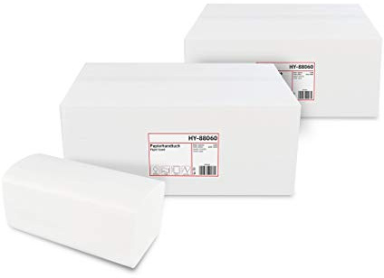 Hypafol Papierhandtücher für Spender | weiß | 2-lagig, 24x21 cm | 8000 Blatt verpackt zu 32 x 250 Blatt | praktischer V-Falz für Handtuchspender in Toiletten, Büros, Praxen & Studios