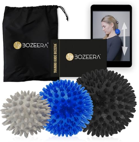 [Spikey Massage Ball Set] 3 x Spiky Ball - Spiky Massage Balls 6,7 & 9 CM - Spikey Ball Hard and 2X Medium, Includes Free Video Instructions, Booklet & Bag – Premium Set