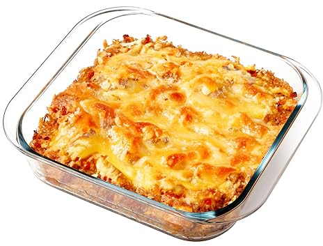 NUTRIUPS Auflaufform Glas, Lasagne Auflaufform,Auflaufform Klein, Transparent,23×23×5.8cm（2.3L)