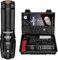 Shadowhawk Taschenlampe Led 450000 lumen, Extrem Hell Aufladbar Taschenlampen, Starke Taktische taschenlampe, IP67 Flashlight, 5 Lichtmodi Zoombar für Outdoor Camping Wandern