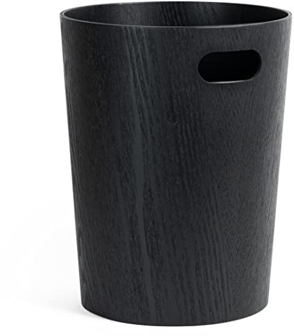 Kazai. Cestino Gettacarte in Vero Legno Börje | Cestino Moderna per la Carta in Legno | per Ufficio, Camera dei Bambini, Camera da Letto e Altro | 9 Litri | Quercia nera
