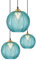 KCO Moderne Pendelleuchte 3-flammig Blau Gestreift Glas,Hängeleuchte Esstisch Modern Pendellampe für Wohzimmer Esszimmer Schlafzimmer