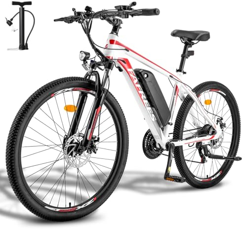 Fafrees Hailong-one E-cykel, 26 tums elcykel, e-cykel män 25 km/h, e-cykel kvinnor 250 W, elektrisk MTB 36 V 13 AH-batteri, E-stadscykel mountainbike med 21 växlar, vit