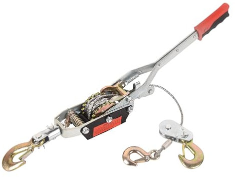 DAWOT Verricello resistente da 5T/4535,9 kg con cavo in acciaio da 3 m, 2 ganci, 2 ingranaggi, robusto estrattore per attrezzi per fattoria, giardino, camion e movimentazione di attrezzature pesanti