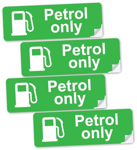SAFESIGN (4 Pack) Petrol Stickers - Self Adhesive Waterproof Diesel Sticker for Fuel Cap & Tank
