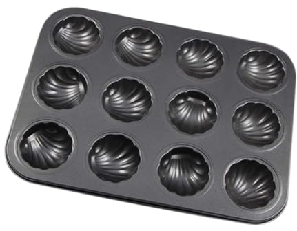 Weduspaty Madeleine Form, Madeleine -Tablett, geformte Backschale 12 Hohlraum Non -Stick Madeleine Form Kohlenstoffstahl Kuchenform