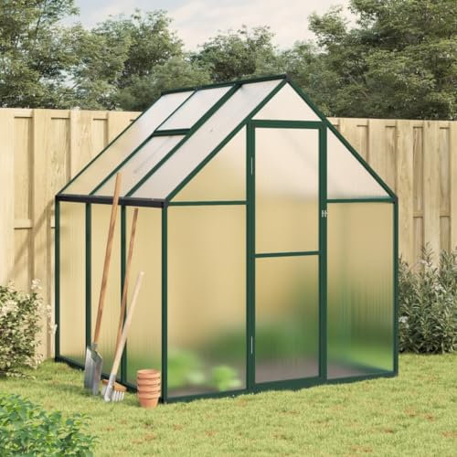 Sufrk Gewächshaus mit Fundamentrahmen GartengewäChshäUser Greenhouse GewäChshaus Aluminium Grün 169x169x195 cm Aluminimum