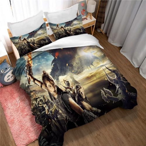 Ste-X Bettbezug-Set Monster Hunter – Premium 1600 Ultra-Soft T – Leicht – Kühlender Bettbezug – Bettwäsche Mit 2 Kissenbezügen (135x200cm,MH 03)