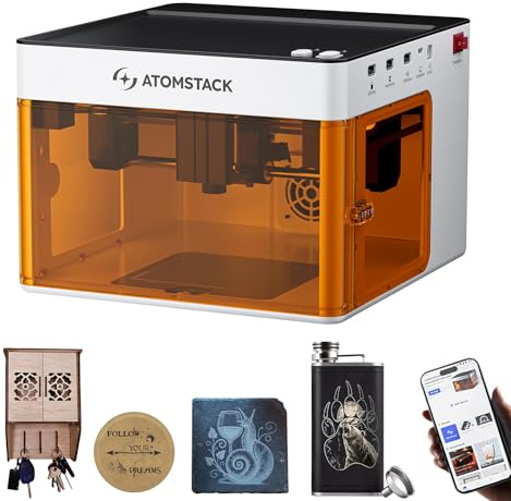 ATOMSTACK P1 Grabador láser 5W, máquina de grabado y corte portátil Mini, alta velocidad de 10 000 mm/min, motor dual CoreXY, alta precisión para madera, cuero, vidrio, bricolaje, diseño de logotipo
