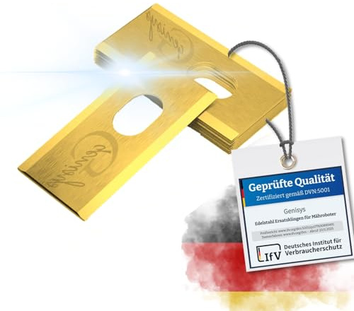 Genisys Titanblad kompatibla med Dreame Mova A1 A2 robotgräsklippare ersättningskniv – LongLife rostfritt stål [okrossbar DIN EN 50636 testad], styck:6